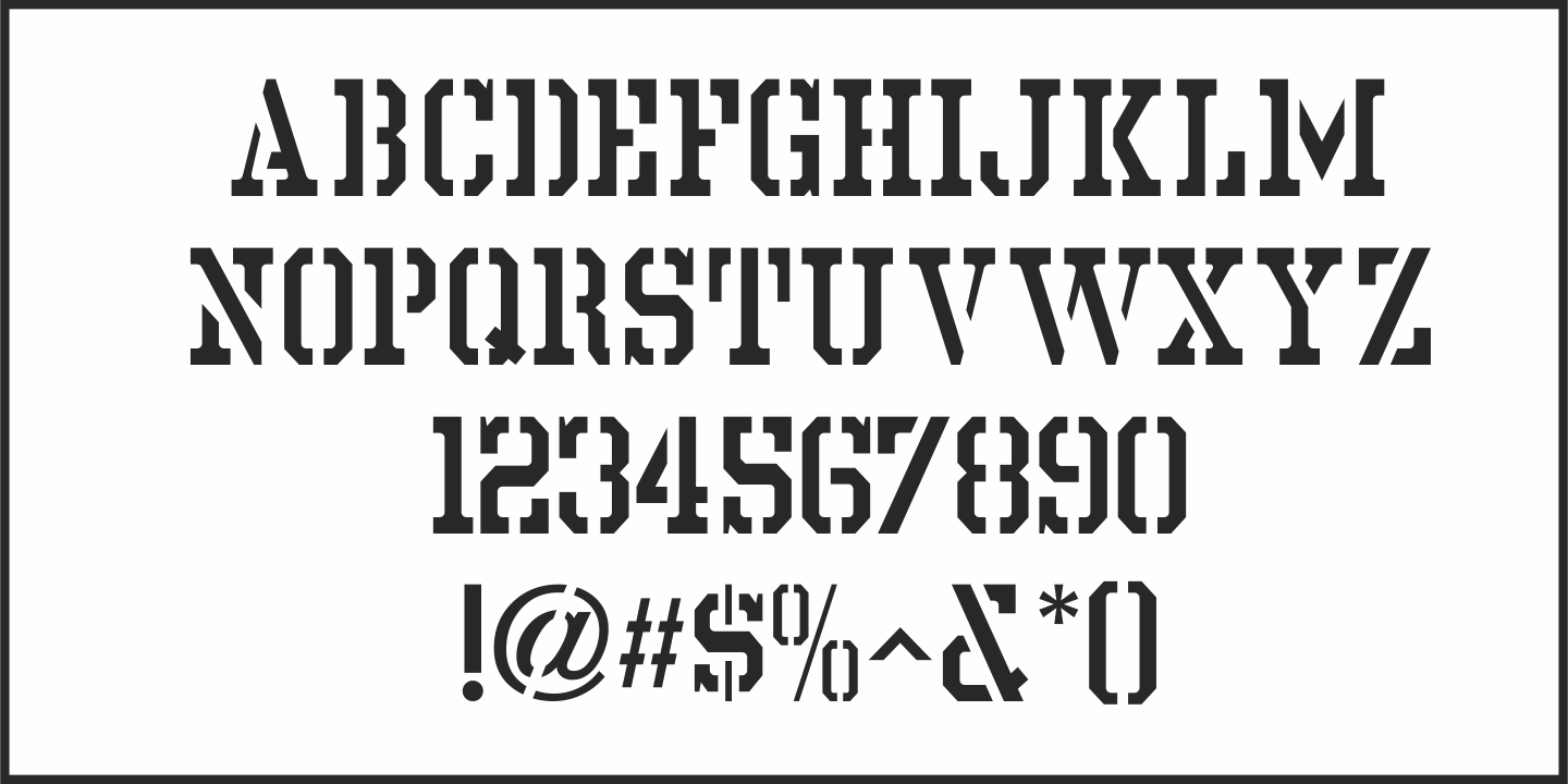 Пример шрифта Stencil Chamfer JNL #4